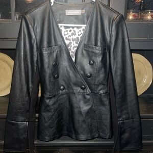 Bagatelle Black Double-Breasted Leather Jacket